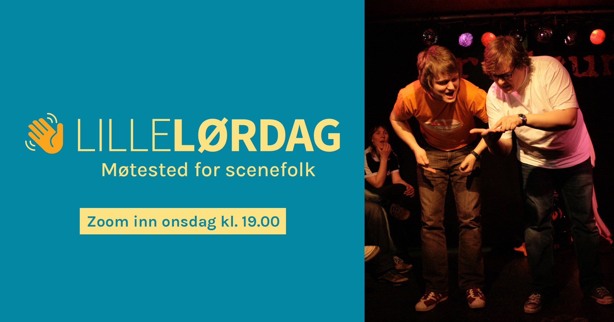 Lillelørdag logo med bilde av to menn