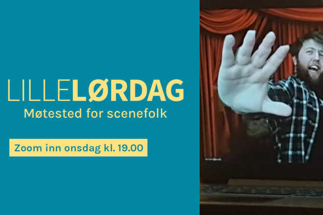 Lillelørdag logo med mann holder opp hand