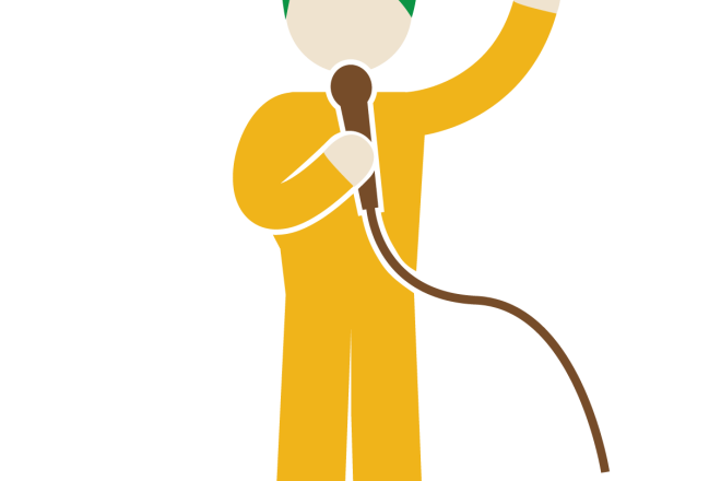 Illustrasjon en som synger i mikrofon