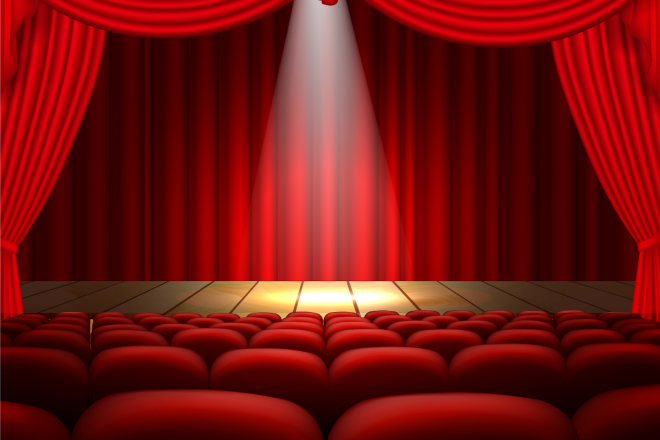 scene med røde scenetepper